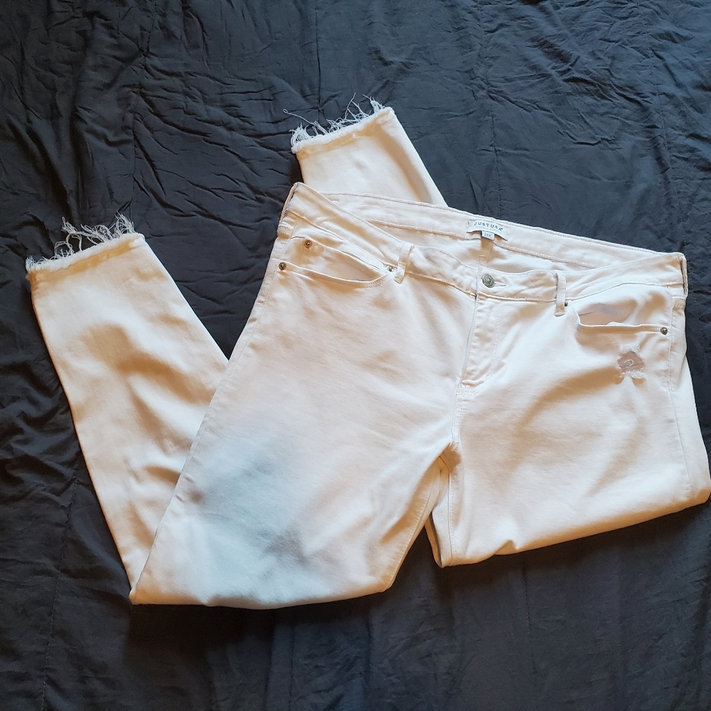 Just USA Distressed White Jeans